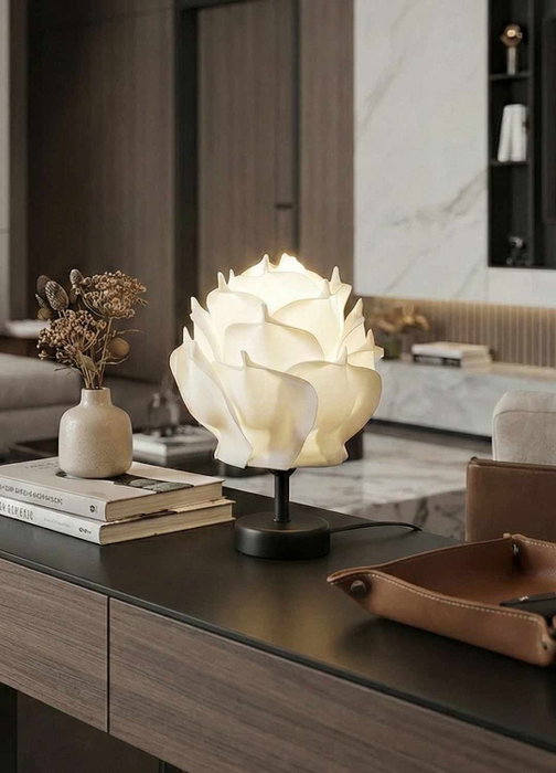 Opviq Lámpara de Mesa Eva Blanco y Negro